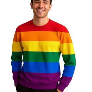 GET ON FLEEK Rainbow Crew Neck Long Sleeve Shirt NIP Pride USA SMALL